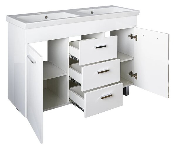 TMP FLAT 120 álló fürdőszobabútor - Sanovit ISIK 4120 DUPLA porcelán mosdóval - 120 x 44 cm