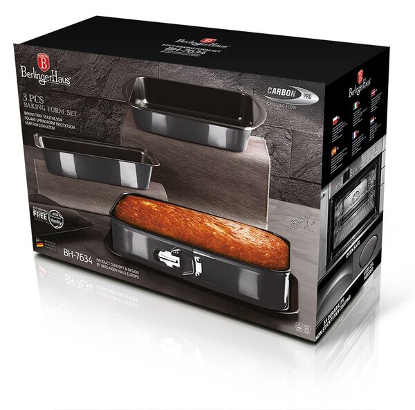Berlinger Haus Metallic Line Carbon Edition 3 részes sütőforma készlet (BH/7634)