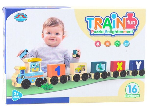Lean Toys Oktatóvonat, Betűk, Számok, Színes, 16 db