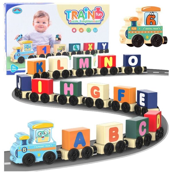 Lean Toys Oktatóvonat, Betűk, Számok, Színes, 16 db
