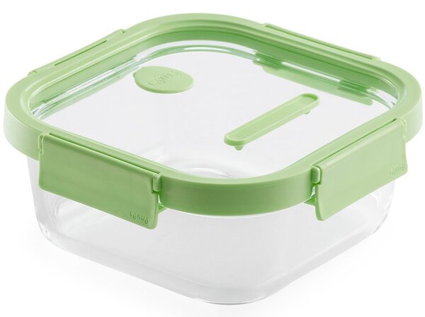 LÉKUÉ Glass Container Square üveg ételtároló doboz 1100ml Zöld LK884023