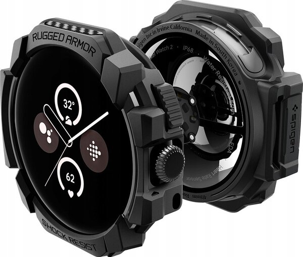 Spigen RUGGED ARMOR műanyag óra keret (ütésállóság) FEKETE Google Pixel Watch 3 41mm (ACS07555)