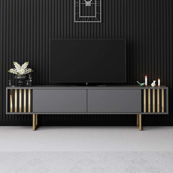 TV asztal/szekrény Goldise (antracit + arany)