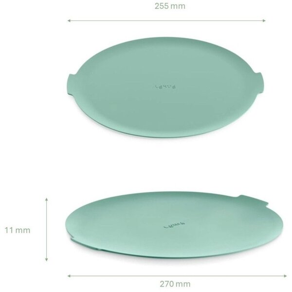 Lékué Microwave protective Mat mikrohullámú sütőbe tehető védőszőnyeg, megemelt szélekkel a folyadék fenntartásáért, két oldali fogantyú, D=245mm, kerek, szilikon, zöld - 890161