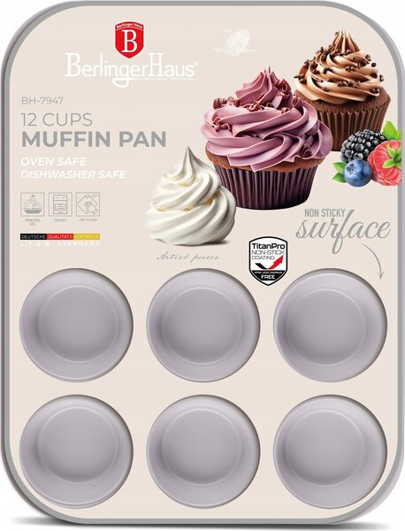 BerlingerHaus BH/7947 Taupe Collection 12 Csészés Muffin Sütőforma - Szénacél