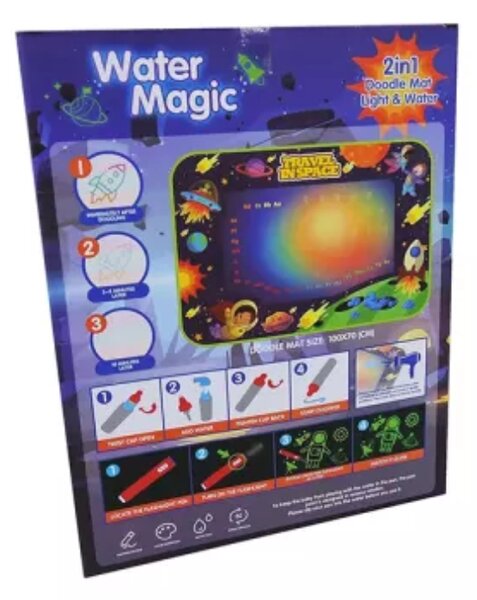 Magic Doodle Sötétben világtó Maszatmentes szőnyeg világűr mintával 100 x 70 cm