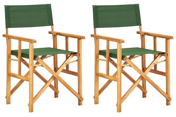 VidaXL 2 db zöld tömör akácfa rendezői szék