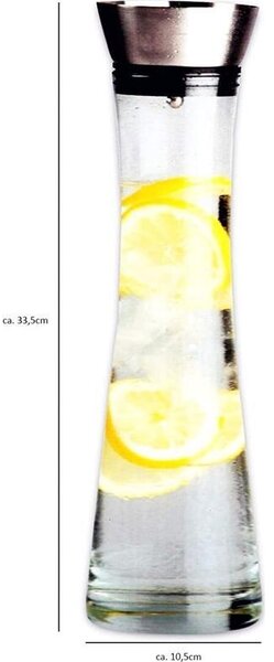 Carafe 1L üveg fém kiöntővel