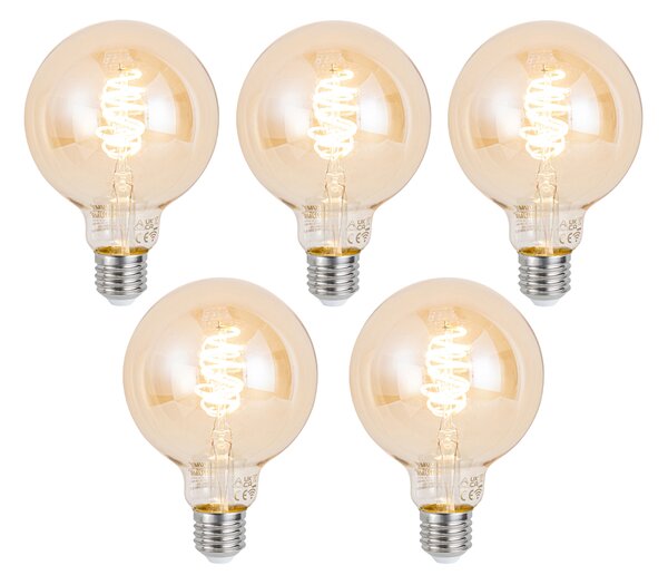 5 db Okos E27 Dimmelhető LED Izzó G95 Borostyán 4.9W 320lm 2500K