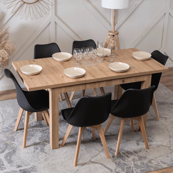 SKUBI kihúzható étkezőasztal 120-160 cm, artisan tölgy
