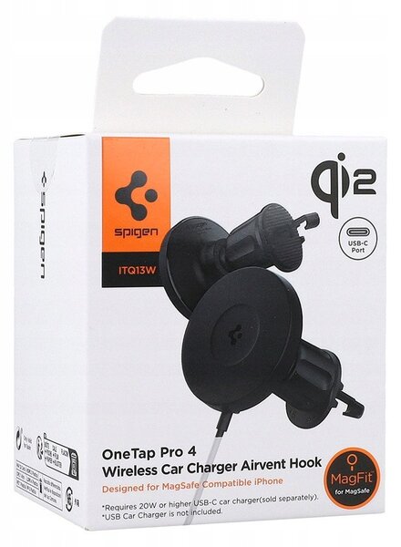 Spigen OneTap Pro 4 MagSafe Car Mount Charger, black - Wireless / AirVent Hook