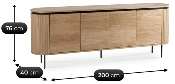 BECK komód 200 cm, tölgy
