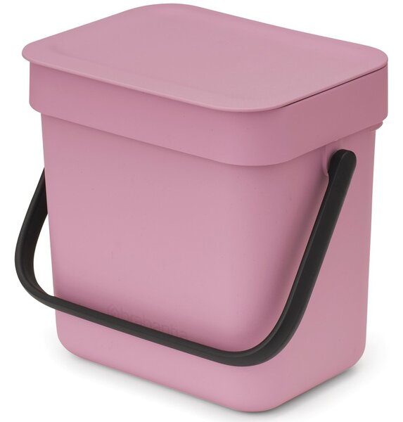 Brabantia Sort & Go konyhai szemetes felnyitható fedéllel, fogantyúval szelektív és komposzt gyűjtéséhez, 3L - A méret, rózsaszín-lila - 255427