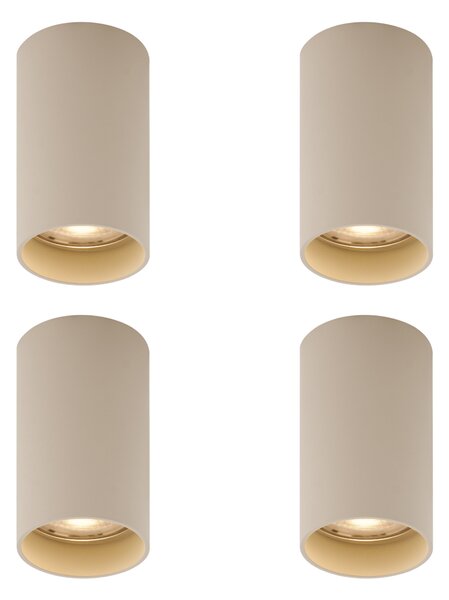 4 darabos modern bézs színű, felületre szerelhető spotlámpa készlet GU10 50mm kerek - Tuba