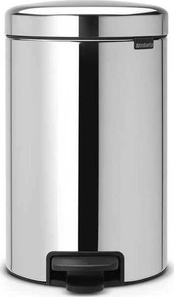 Brabantia NewIcon pedálos hulladékgyűjtő szagmentesen záródó Soft-Close fedél, műanyag tartály, 12L - X méret, r.m. acél, fényes - 113581