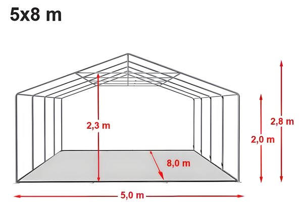 Party sátor 5x8 m PRÉMIUM - tűzálló szín kék-fehér