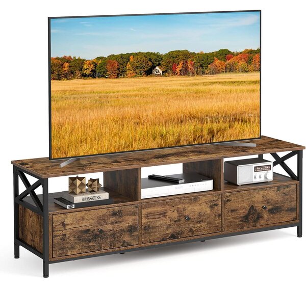 TV-állvány 3 fiókkal és tárolópolcokkal, 147 x 50 x 40 cm, rusztikus