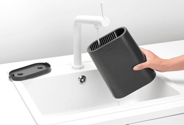 Brabantia Profile Slice & Dice konyhai késtartó blokk 5 kés számára, eszköztartóval, műanyag, sötétszürke - 129889