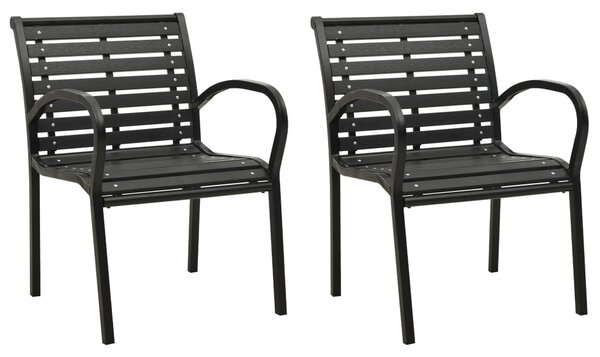 VidaXL 2 db fekete acél és WPC kerti szék