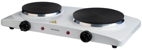 ORAVA Elektromos főzőlap 2 égős 1500W hőmérséklet-szabályozás Fehér VP-91 W