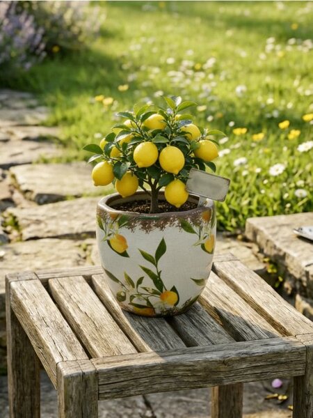 Sinsay - Kerámia virágcserép citrom motívummal - többszínű