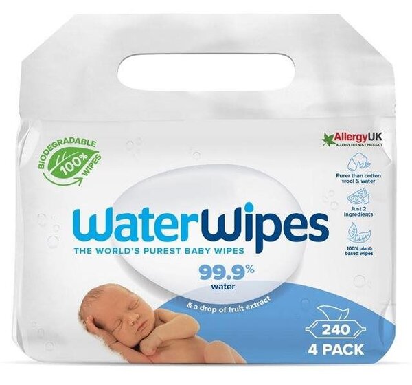 Waterwipes 100% BIO lebomló törlőkendő 4 × 60 db