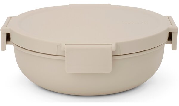 Brabantia Make & Take Salad Bowl salátástál, 1300 ml, szivárgás- és légmentes záródás, bepattintós (clip-on) zárómechanizmus, kerek forma, műanyag, világos bézs - 241888
