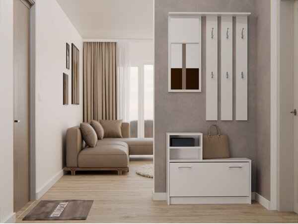 Aldabra GAR előszobafal, 85x180x24 cm, fehér