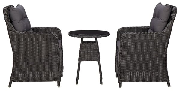 VidaXL 2 db fekete polyrattan kerti szék teázóasztallal