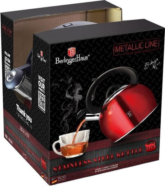 Berlinger Haus rozsdamentes acél vízforraló 3.0L Burgundy