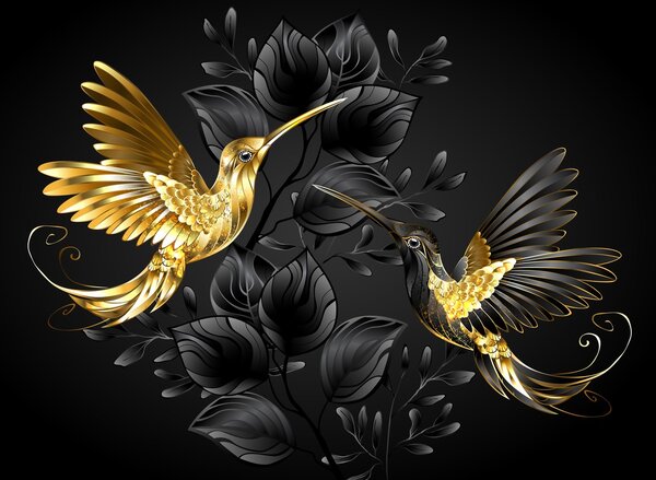 Fotótapéta - Arany kolibri (147x102 cm)