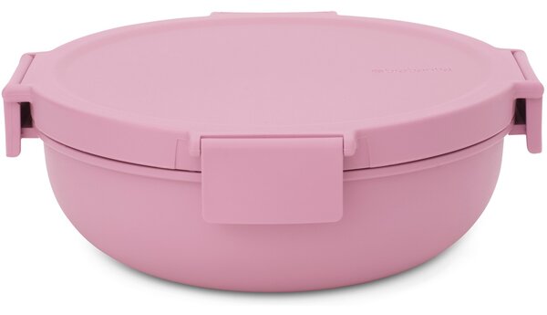 Brabantia Make & Take Salad Bowl salátástál, 1300 ml, szivárgás- és légmentes záródás, bepattintós (clip-on) zárómechanizmus, kerek forma, műanyag, rózsaszín-lila - 241901