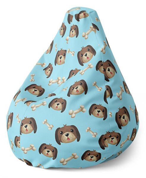 Pear babzsák kutyus csonttal - gyerek, kék / barna