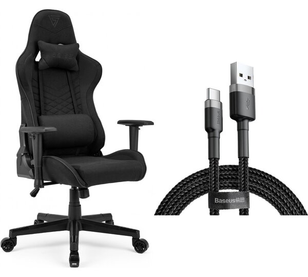 SENSE7 Spellcaster gamer szék, textil, fekete + USB kábel