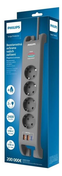 Túlfeszültségvédő aljzat Philips 2 m 4 aljzatos