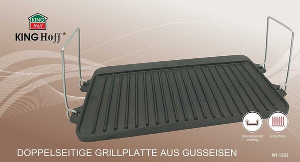 Kinghoff Öntöttvas Grill Lap 44 x 24 cm - Megfordítható KH-1262