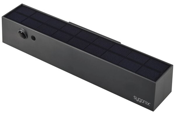 Sygonix Napelemes kültéri fali lámpa mozgásjelzővel LED Fixen beépített LED-es 10 W Antracit szürke (SY-5801968)