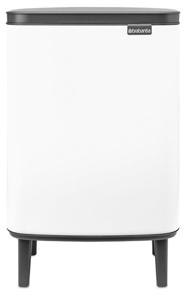 BRABANTIA Bo Waste Bin Hi hulladékgyűjtő felnyitható Soft-Close fedéllel magasított lábakon álló műanyag tartály 12L - C méret acél fehér - 227240