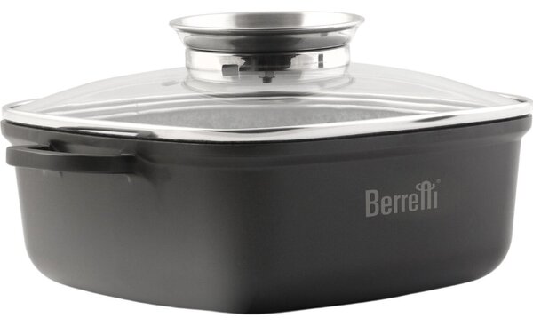 Berretti BR-2134 Aluminium Lábas Üveg fedővel Ø 24cm 4,5L - Fekete