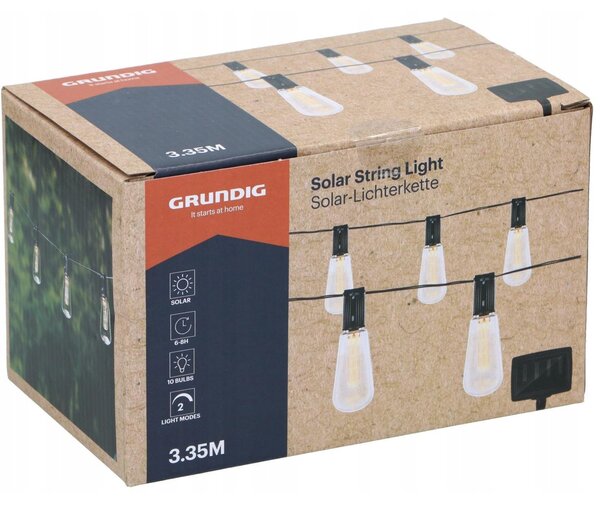 GRUNDIG Solar LED fényfüzér leszúrható 10 égős hideg fehér kültéri SOL261546