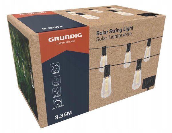 GRUNDIG Solar LED fényfüzér leszúrható 10 égős hideg fehér kültéri SOL261546
