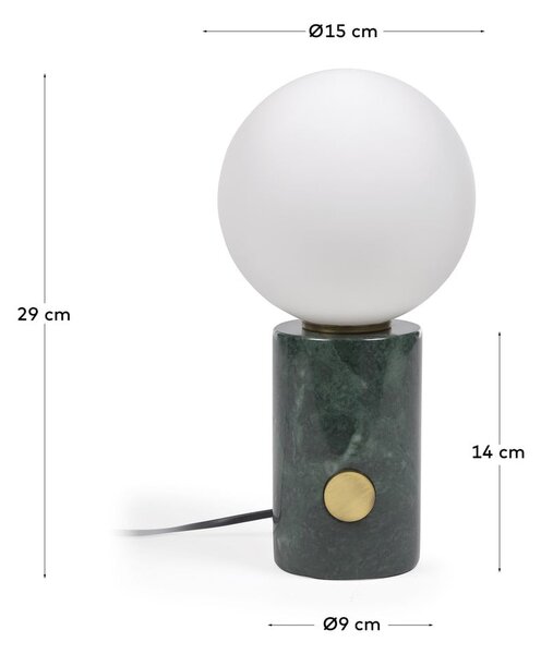 Zöld asztali lámpa üveg búrával (magasság 29 cm) Lonela – Kave Home