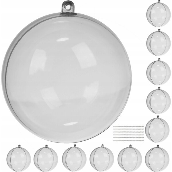 12 darabos átlátszó karácsonyfadísz gömb szett 8cm DIY Ruhhy 20508