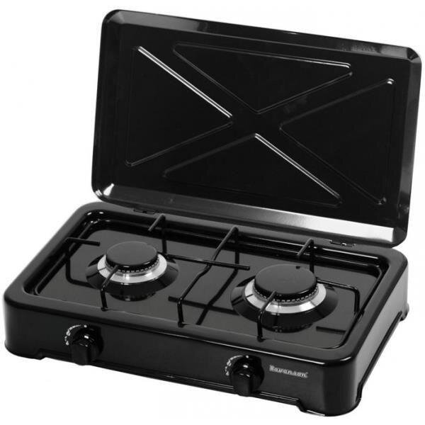 Ravanson K-02TB Kemping Gáz Főzőlap 2 Égő 3710W Fekete