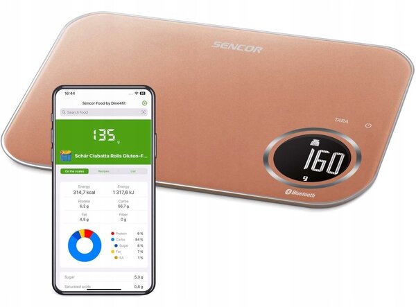 ELEKTRONIKUS KONYHAI MÉRLEG PRECÍZIÓS SENCOR SKS 7176GD Bluetooth 1G/8000G