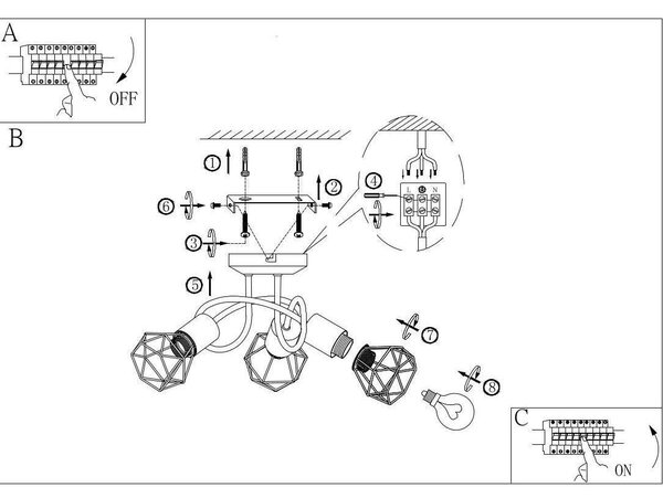 Globo 54802S-3D Xara I Mennyezeti Spot Lámpa - 3xE14 Foglalattal, Fekete