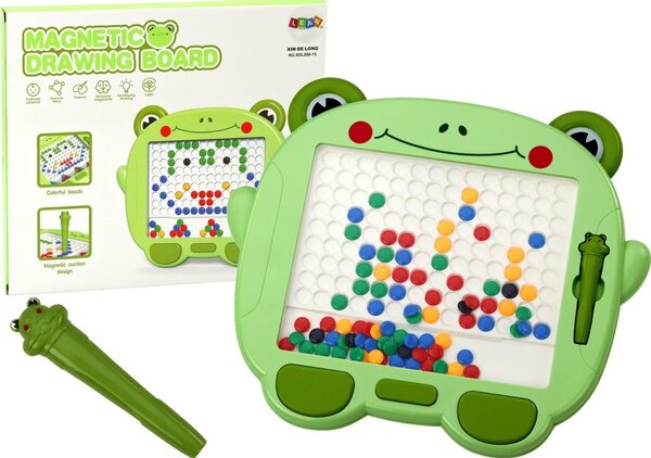 Lean Toys Mágneses Oktatási Tábla Béka Tollpárna Zöld Gyöngyökkel