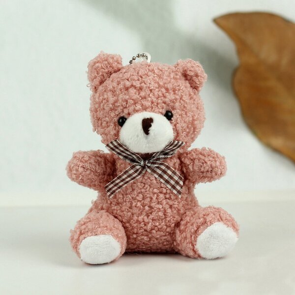 Teddy Mackó Plüss Kulcstartó Medve Medál Dísz Rózsaszín 8 cm – 22495