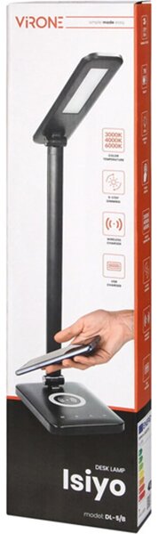 Orno Isiyo Led 7W-Os Asztali Lámpa Induktív Töltővel és USB-Vel, 390 lm, 3000-4000-6000 K, Színhőmérséklet-Váltás és Fényerőszabályzó Funkció, Fekete Színű