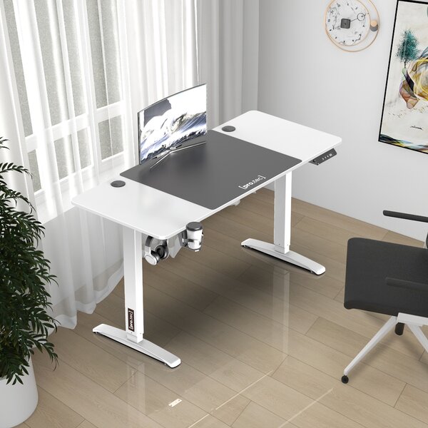 Íróasztal Állítható magasságú Salinas 140 x 60 x 73-118 cm fehér/fekete